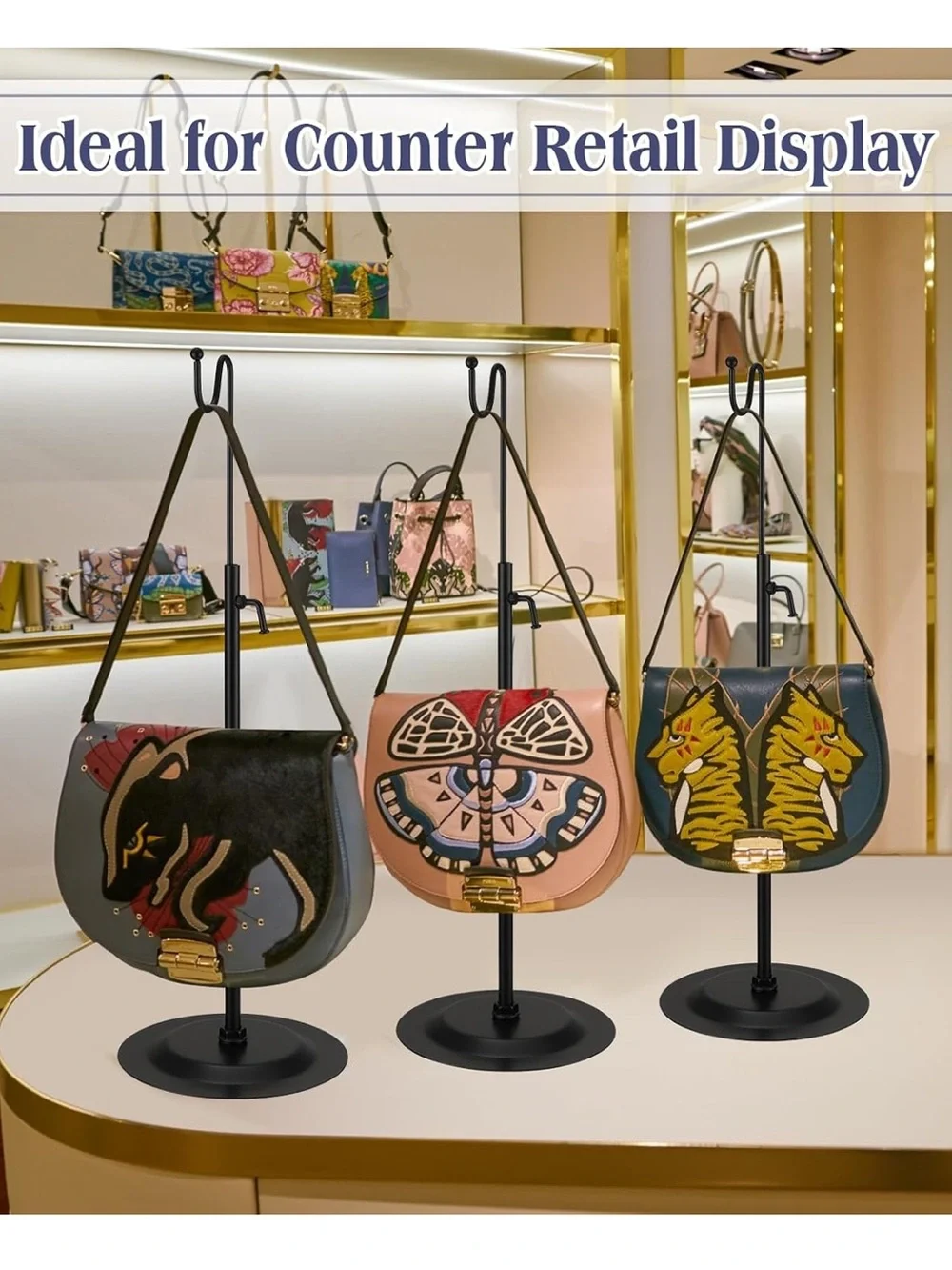 Adjustable Black Display Stands - Set of 5